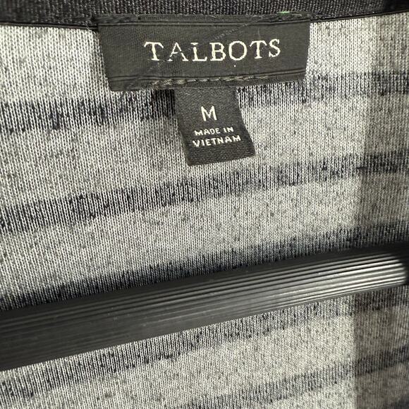 Talbots Medium Velour Soft Open Front Gray Long Sleeve Blouse Shirt Top Winter - Picture 2 of 7